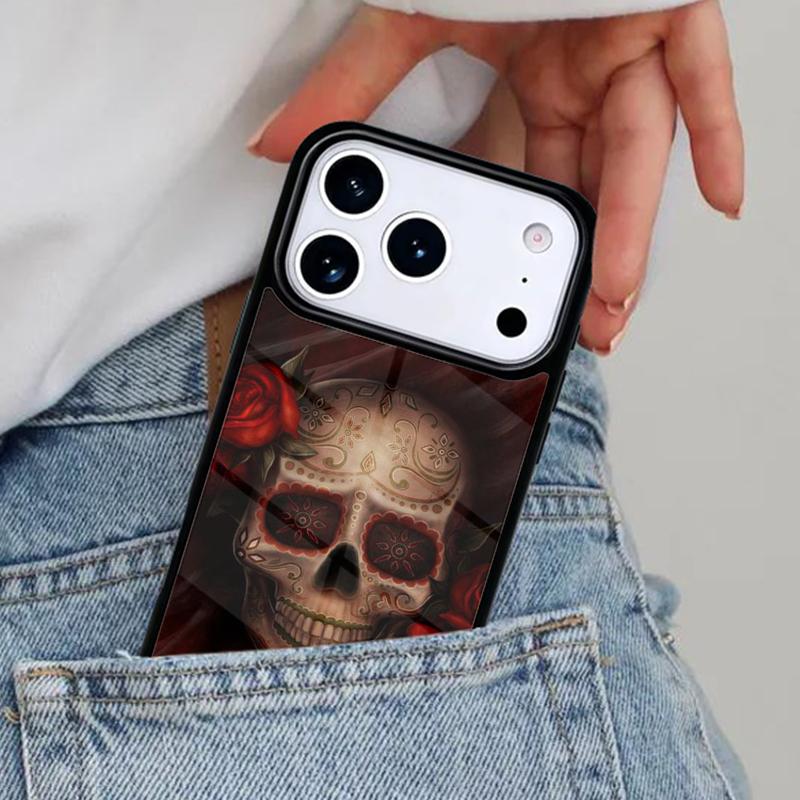 Skull with Dimand Eyes Phone Case for iPhone 17ProMax 12 13 14 15 16e 17 Pro Max Plus Air Cover