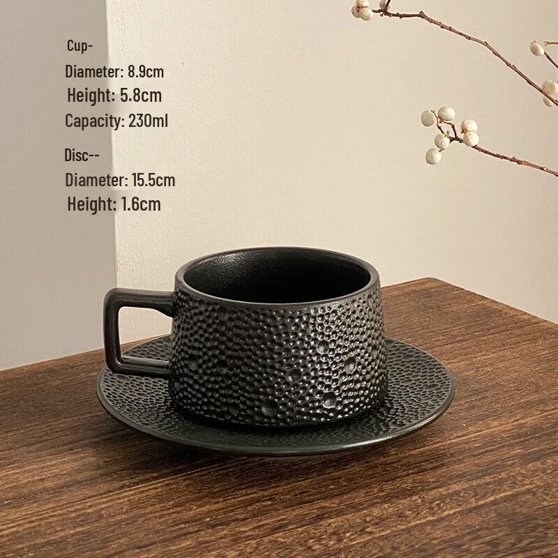 Retro Stone Pattern Ceramic Coffee Mug Set with Lid