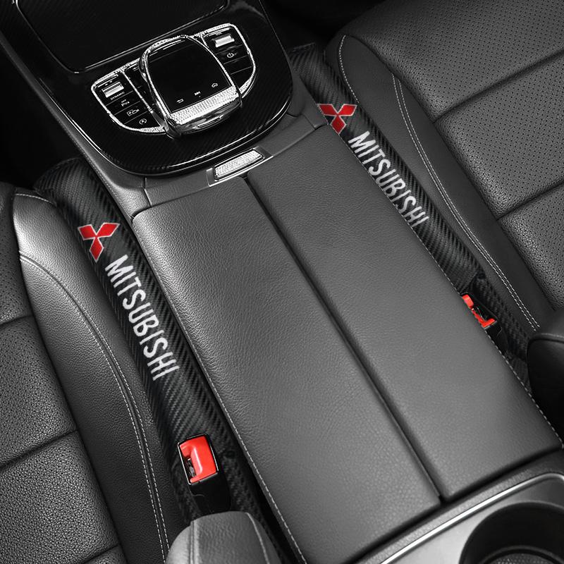 2/1Pc Carbon Fiber Car Seat Gap Filler Soft Pad Interior Accessories For Mitsubishi Outlander Lancer EX ASX L200 RALLIART Pajero WM1