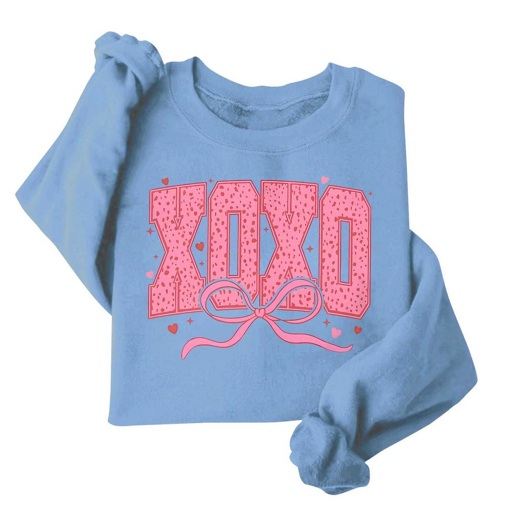 Damenmode Langarm Lockerer Valentinstag Bedrucktes Rundhals-Sweatshirt