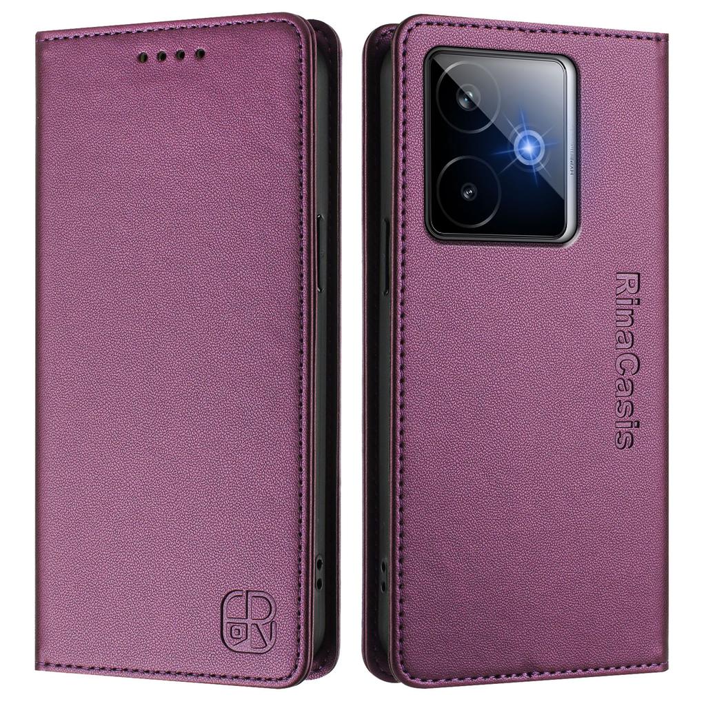 For Realme GT7 Pro Racing 5G Leather Case RINACASIS RC01 Phone Cover with RFID Blocking Wallet Stand