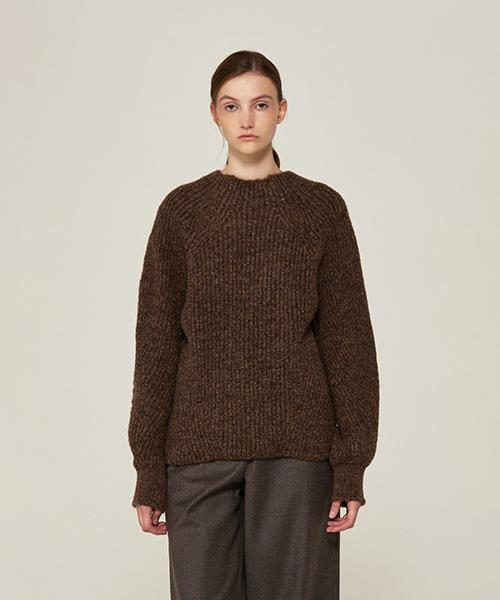 AVA MOLLI Bokashi Raglan Knit Pullover (Mel.Brown)