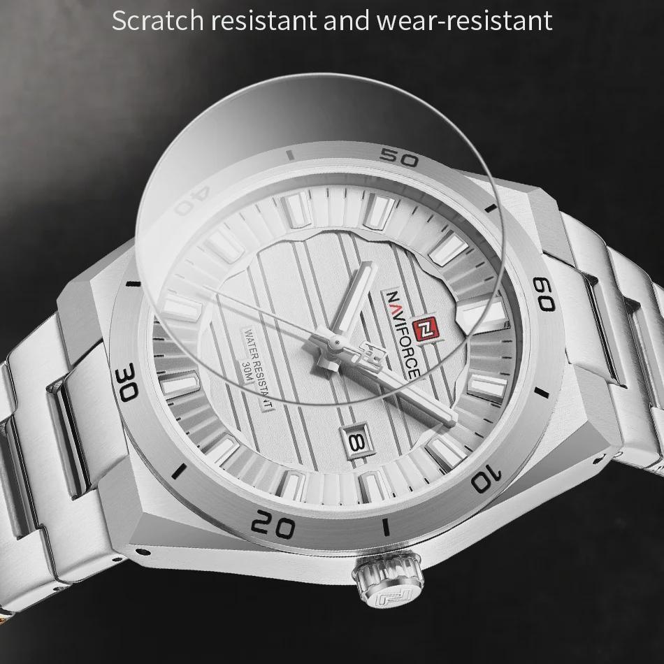 Stainless Steel Men's Wristwatch Waterproof Simple Fashion with Night Glow Pointer Calendar Display Male Watches