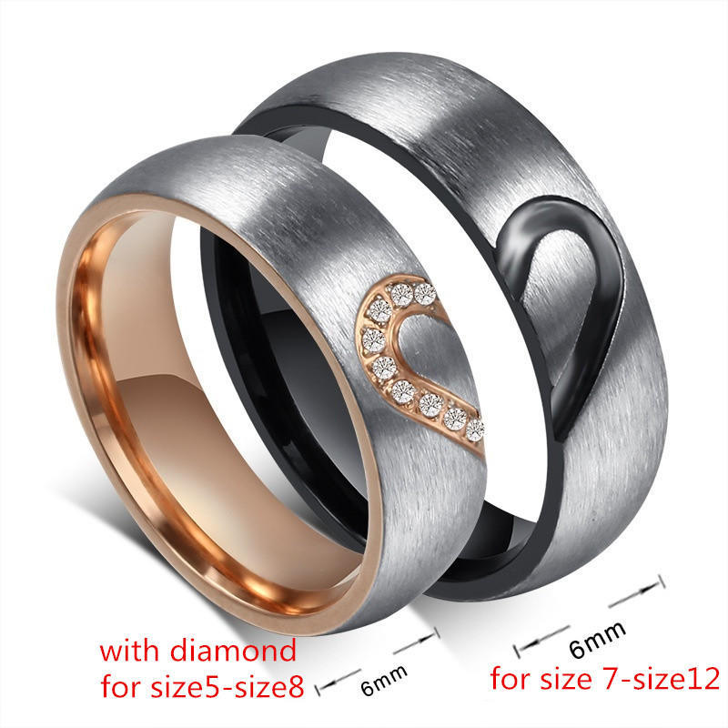 Anillo de compromiso de acero inoxidable con medio corazón,anillo simple de  amor real para parejas comprar a buen precio — entrega gratuita, reseñas  reales con fotos — Joom