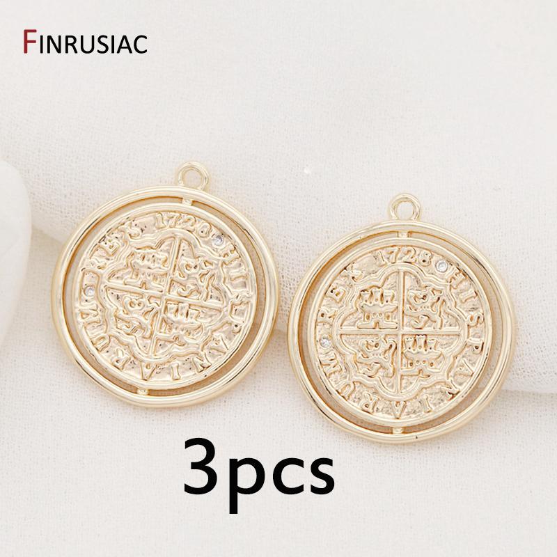 DIY Necklace Pendants Earrings Charms Jewelry Making Accessories Gold Plated Commemorative Coin Pendant Wholesale