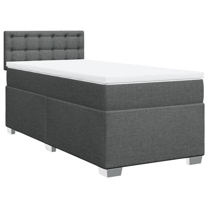 Maison Exclusive - Sommier à lattes de lit avec matelas Gris foncé 80x200 cm Tissu