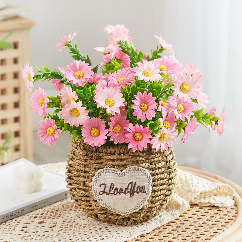 Silk Sunflower Floral Arrangement: Artificial Potted Bouquet for Living Room and Dining Table Decoration.