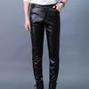 Pánské kalhoty Umělá kůže Hladká Jednobarevný Slim Fit Kapsy Střední Pas Měkké Prodyšné Elastické Motocykl Streetwear Club Dlouhé kalhoty