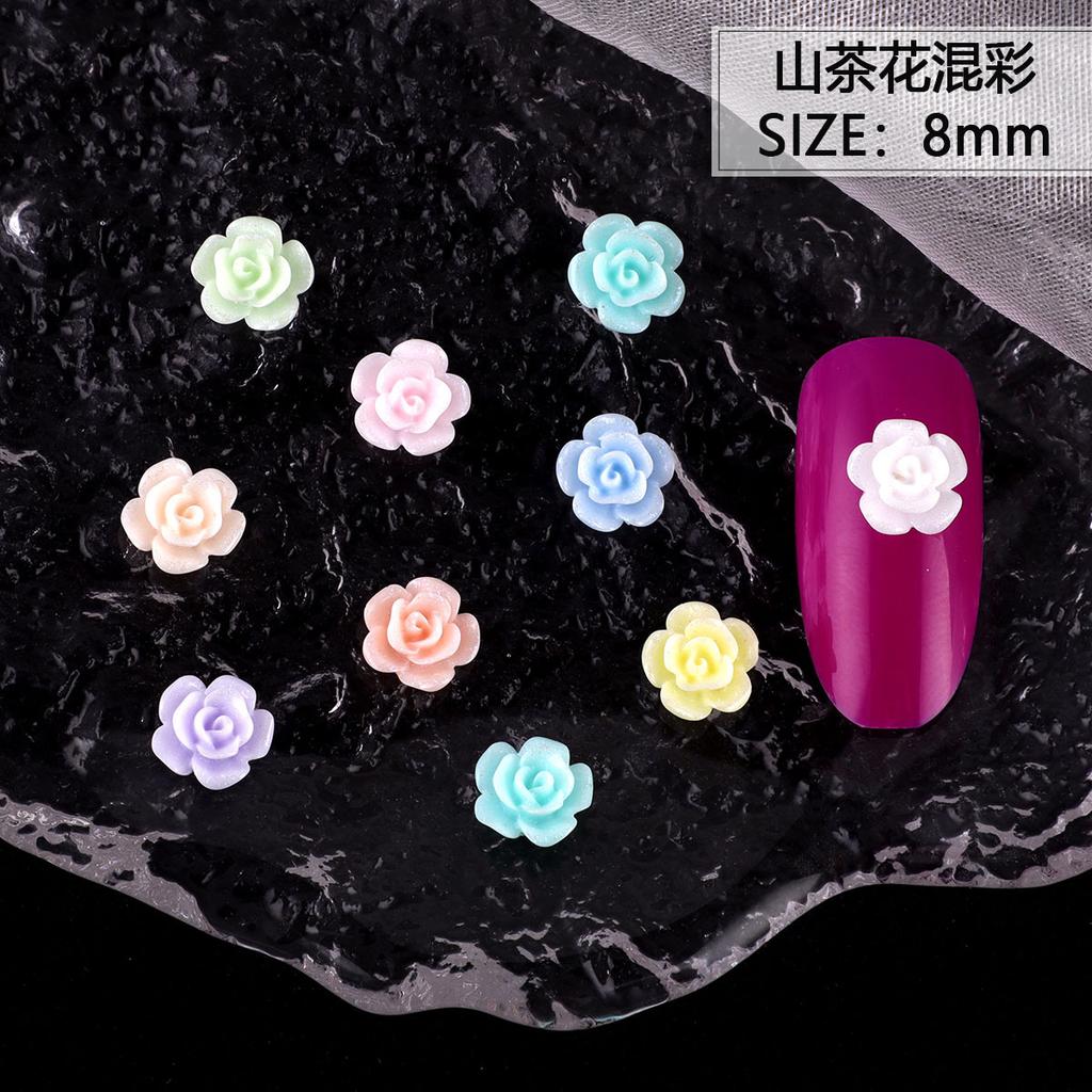 Nail Art Resin Camellia White Rose Ornament Nail Ice Transparent Three-Dimensional Light Changing Flower Accessories