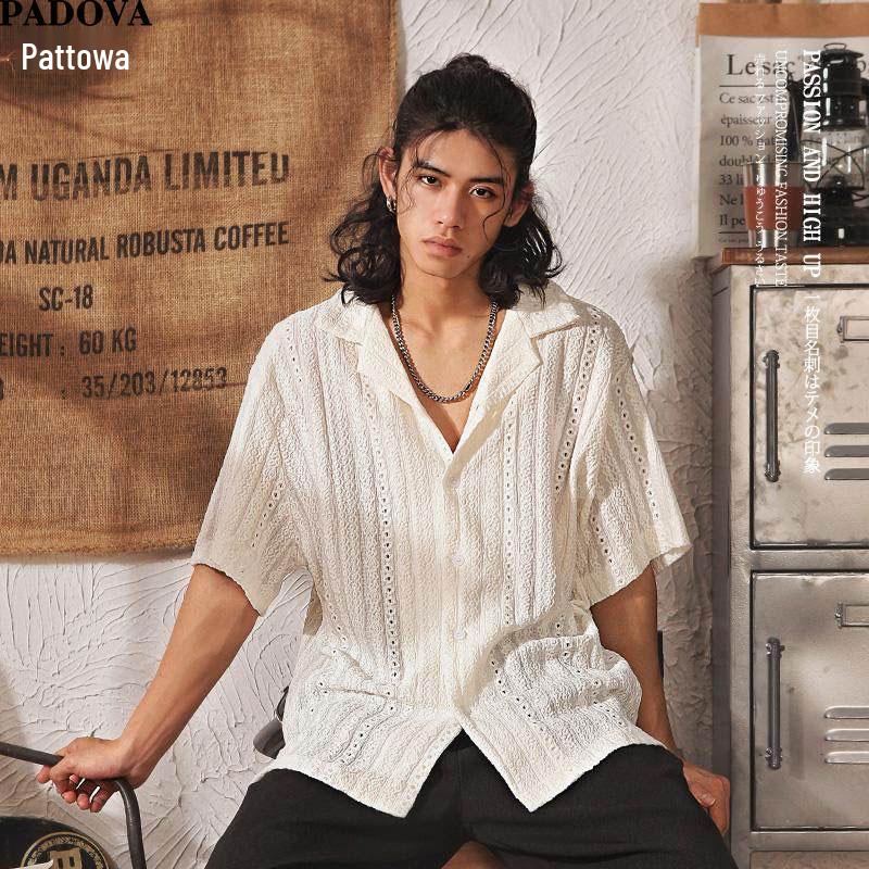 Patova Men s Hollow-Out Short Sleeve Shirt 2XL