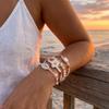 Sweet Shell Flower Heishi Beads Bracelet Set for Women Dainty Frangipani Starfish Rice Beads Elastic Bracelet Party Jewelry Gift