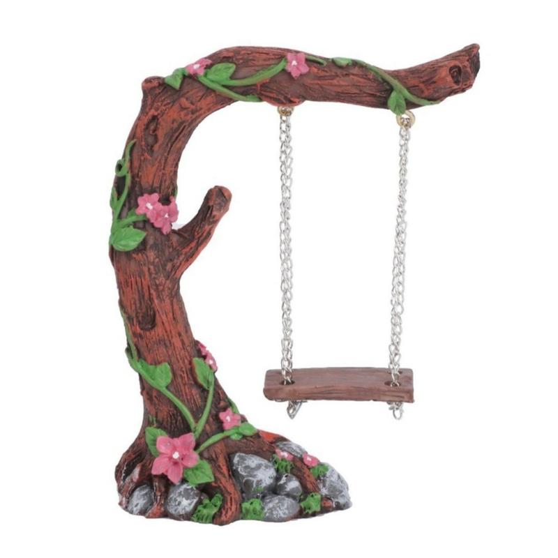

Цветочное дерево качели смола миниатюрная фигурка уникальное украшение для полки стола садовый ландшафтный декор орнамент подарок для вечеринки 1