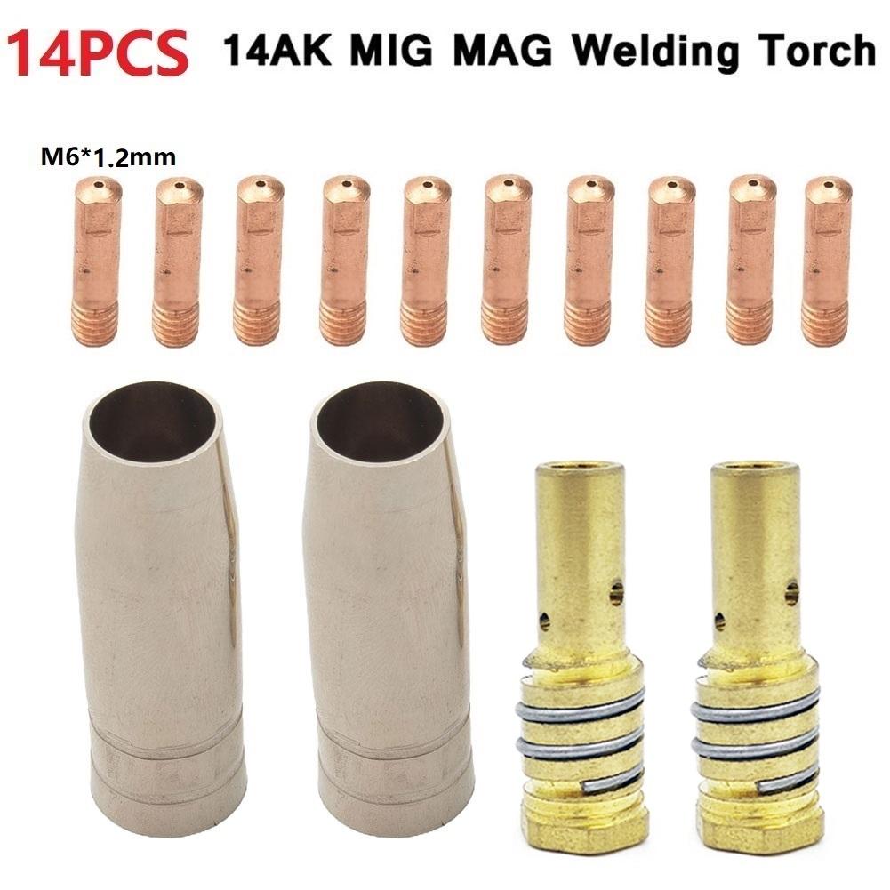 Long Lasting 14Pc Torch Gas Nozzle Tip Holder for MIG Welding Applications
