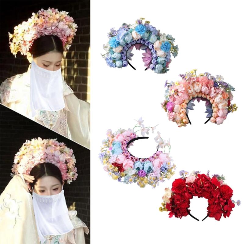 Bridal Garlands Florals Crown Wedding Flower Headband Beach Wreath Hairband Girls Hair Accessory Women Head Hoop Props