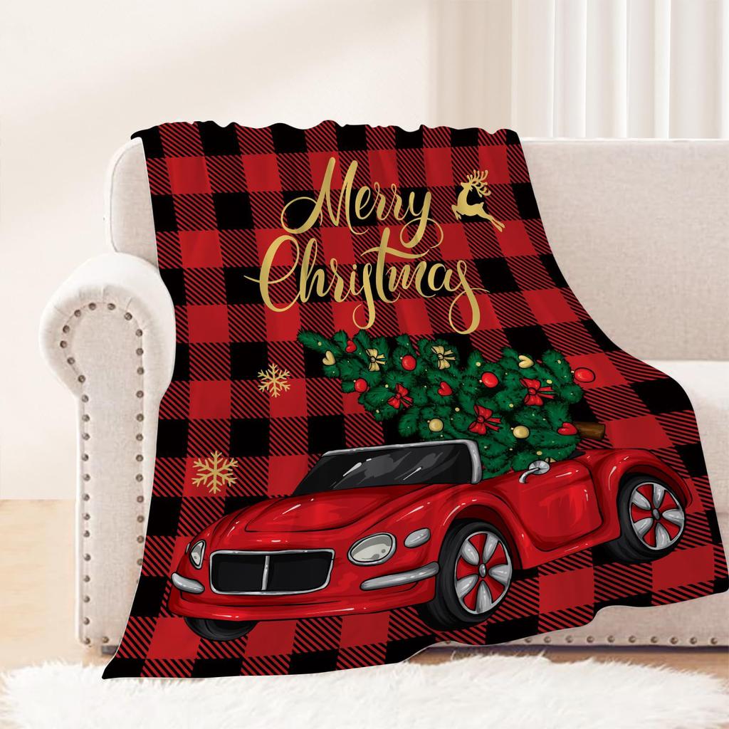 Winter Snow Truck Christmas Blanket Blanket Decoration Soft Comfortable Flannel Blanket Sofa Bed Decoration Blanket