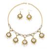 Bohemian Vintage Quasten Halsketten- und Ohrring-Set, Strassstein Ethnischer Stil Schmuck für Damen