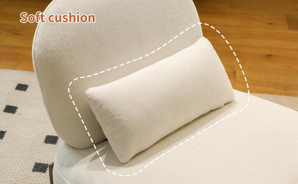 Sedia Accent con Gambe in Legno Massello, Soggiorno in Tessuto con Cuscino Morbido, Camera da Letto, Comoda Sedia da Lettura Senza Braccioli per Appartamento, Sala d'Attesa, Balcone