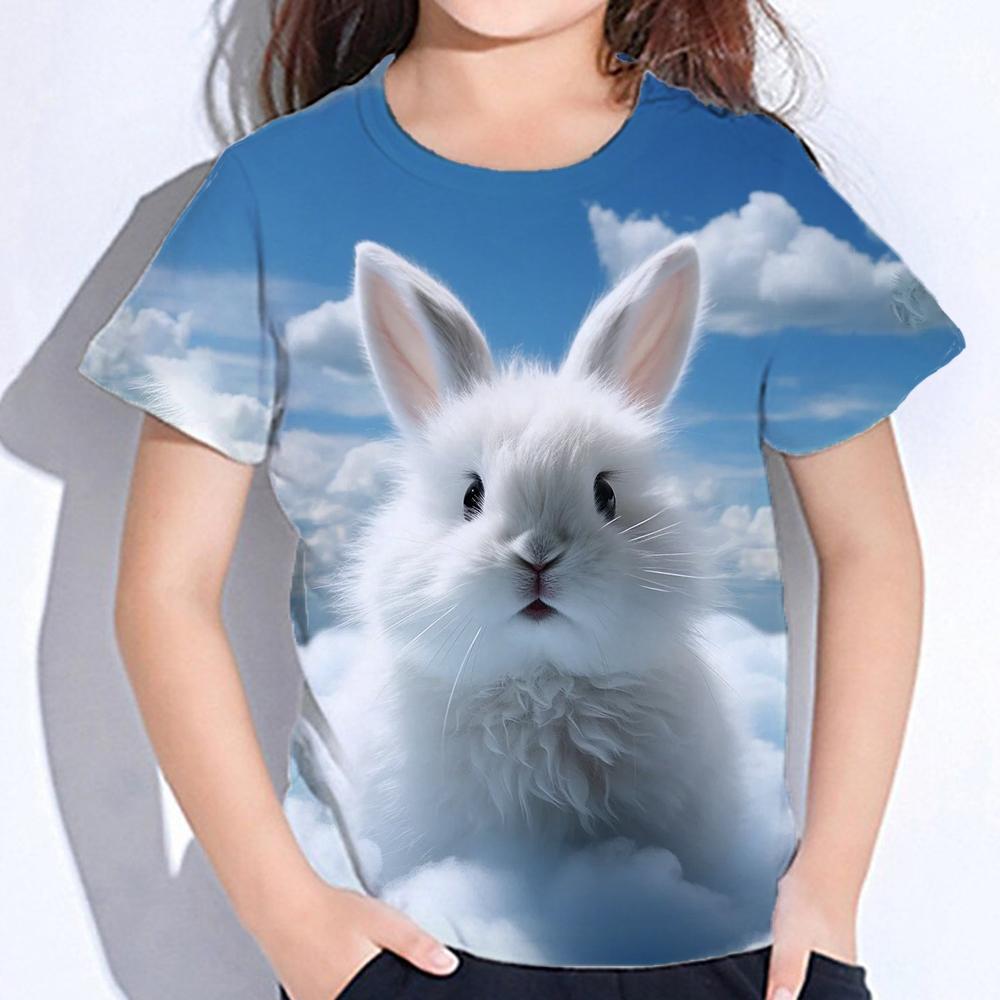 Mädchenkleidung Mädchen T-Shirts Kurzarm Niedlicher Tierdruck Kinder Sommerkleidung Lässige Kawaii Rundhals Tops Kinderkleidung