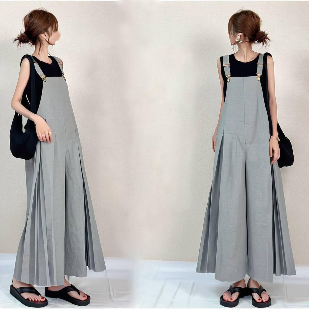 Japanese Summer 2026 Pleated Wide-Leg Pants with Loose Waist Straps - In Stock Small
