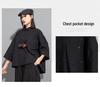 Women's Dark Chinese Style Irregular Mid-Sleeve Loose Top
