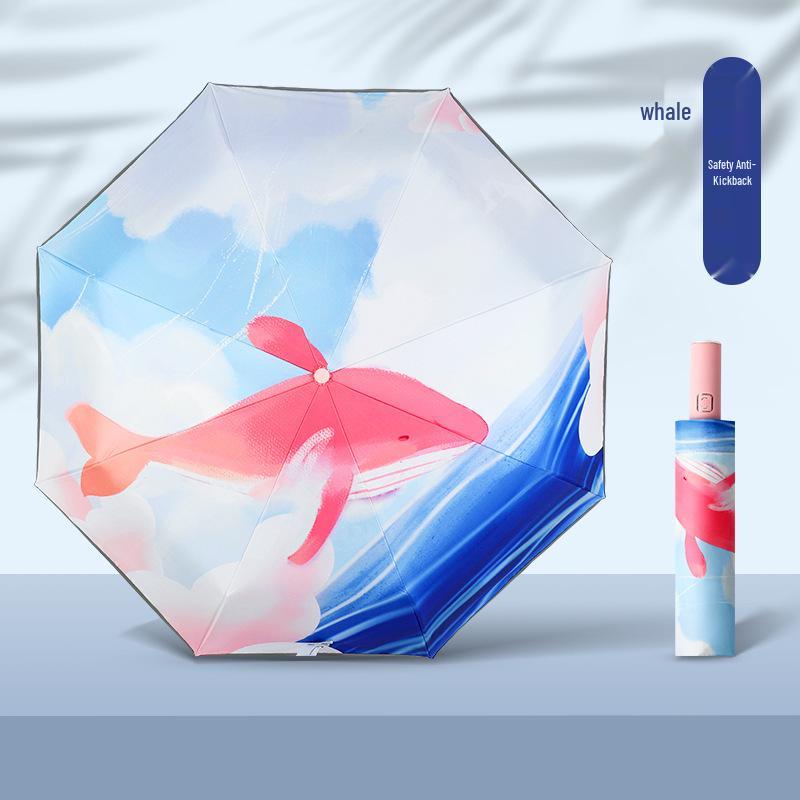 Children's Cute Print Auto Safety Anti-Rebound UV Protection Folding Parasol