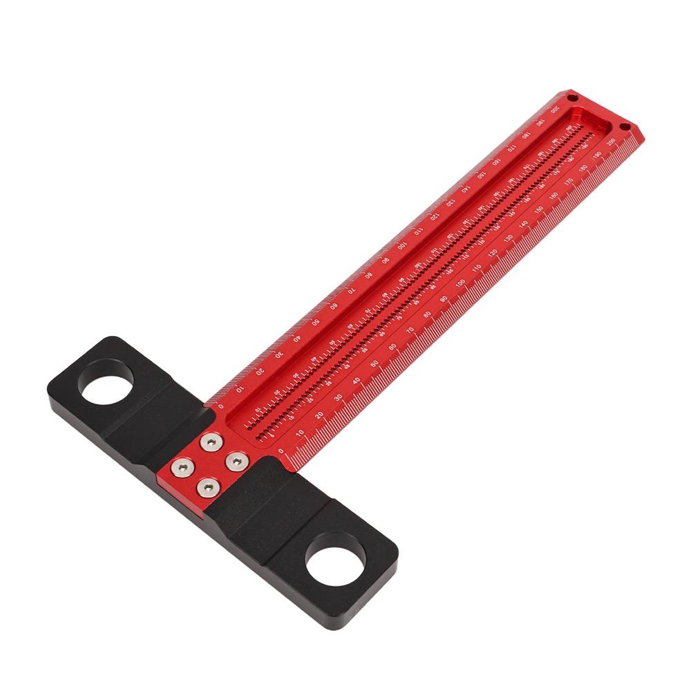 Red Black T Square Clear Scale Precision Measuring Tool Convenient Layout Scriber Tool Woodworking