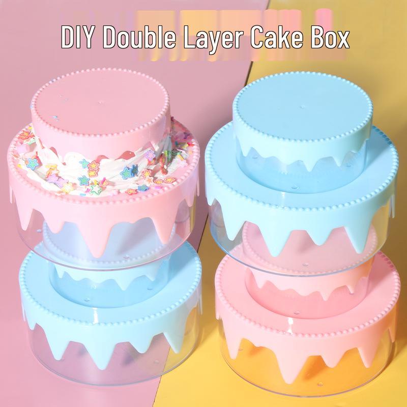 Набор для творчества  Еда  Клей-крем Контейнер для хранения Торт Pink Double Layer Cake Box
