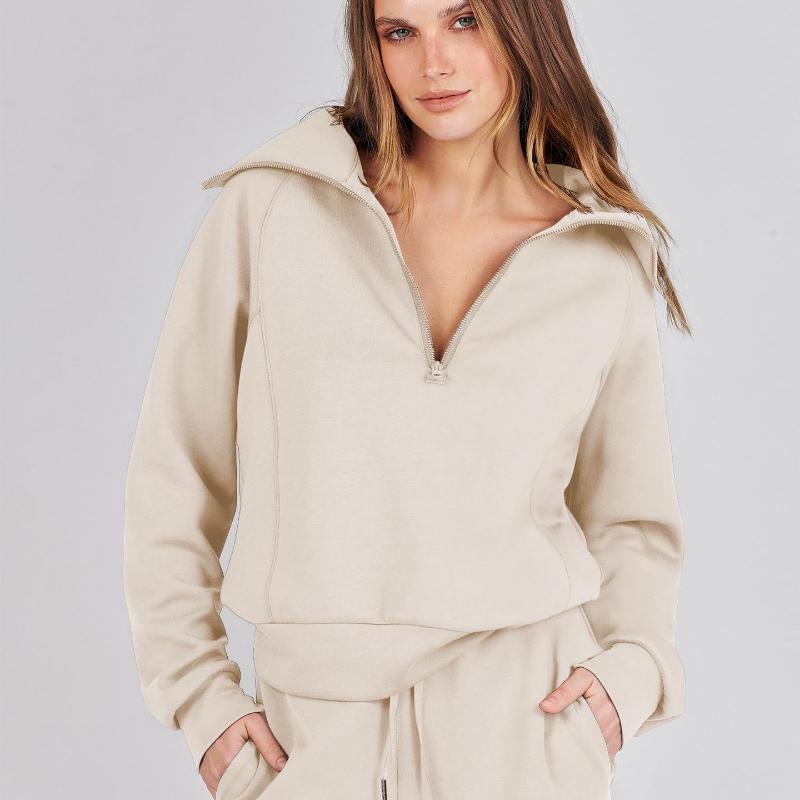 Женский осенне-зимний повседневный спортивный костюм на молнии с длинными рукавами — фото 3