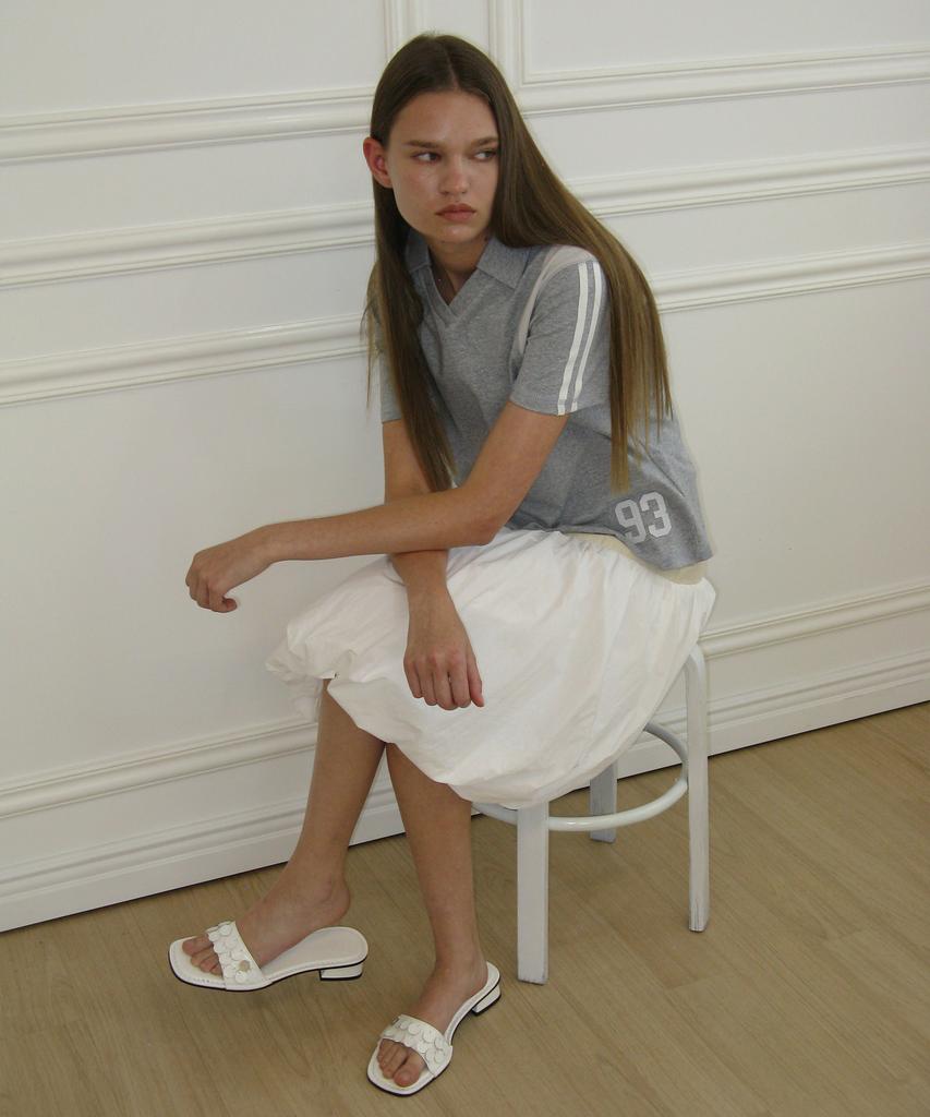 Partimento Woman Button-Pointed Puff Midi Skirt_White