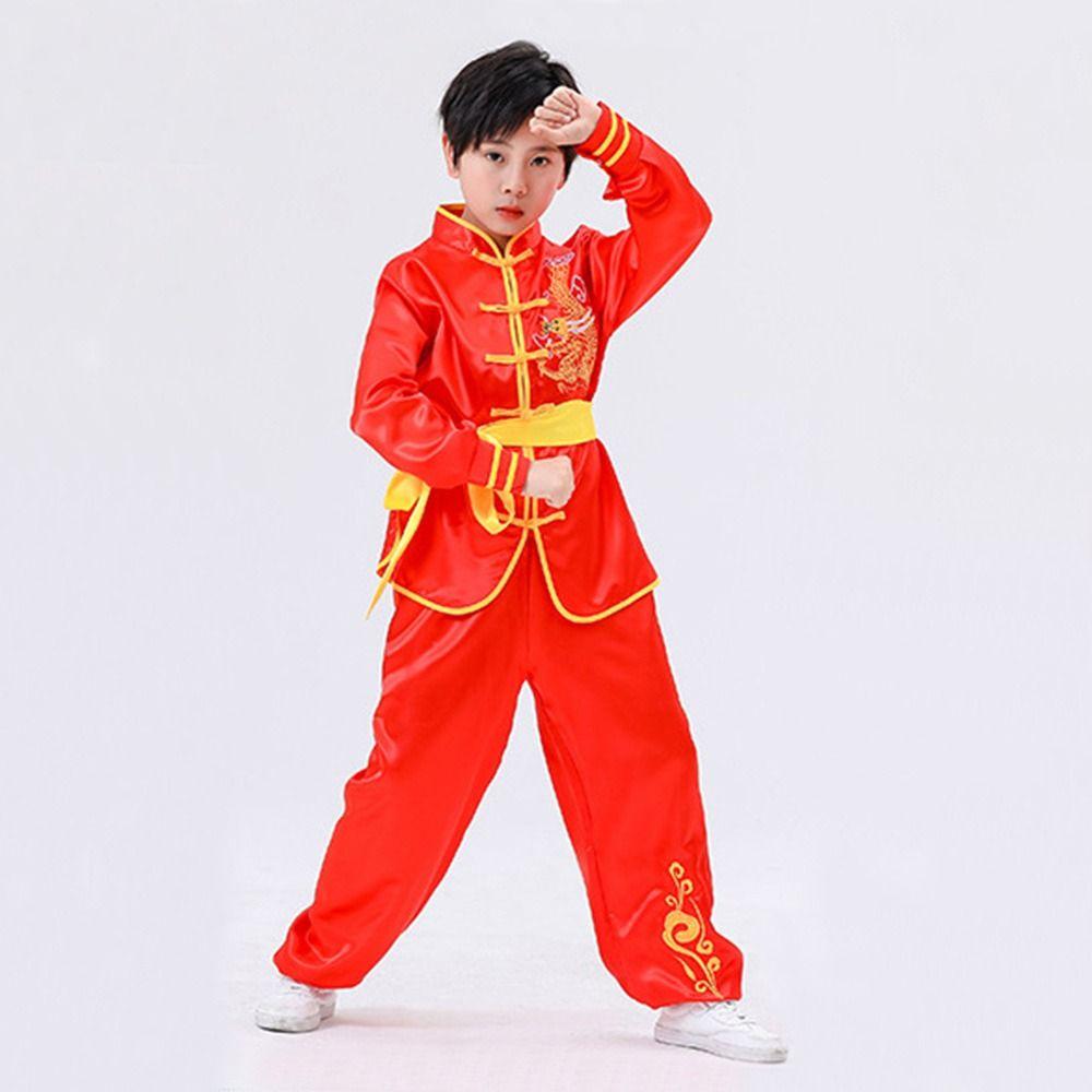 Traditional Wushu Costume Long Sleeves Tai Chi Uniform Fashion Kungfu Uniform  Kids Boys Girls