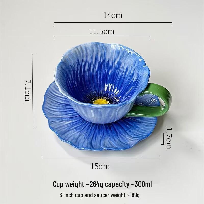 Hand-Painted Ceramic Coffee Cup & Saucer Set