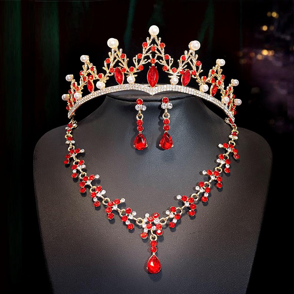 Children s Princess Crown Headwear Birthday Show Headband for Girls  Little Girl Crystal Crown  Korean Version Necklace Set