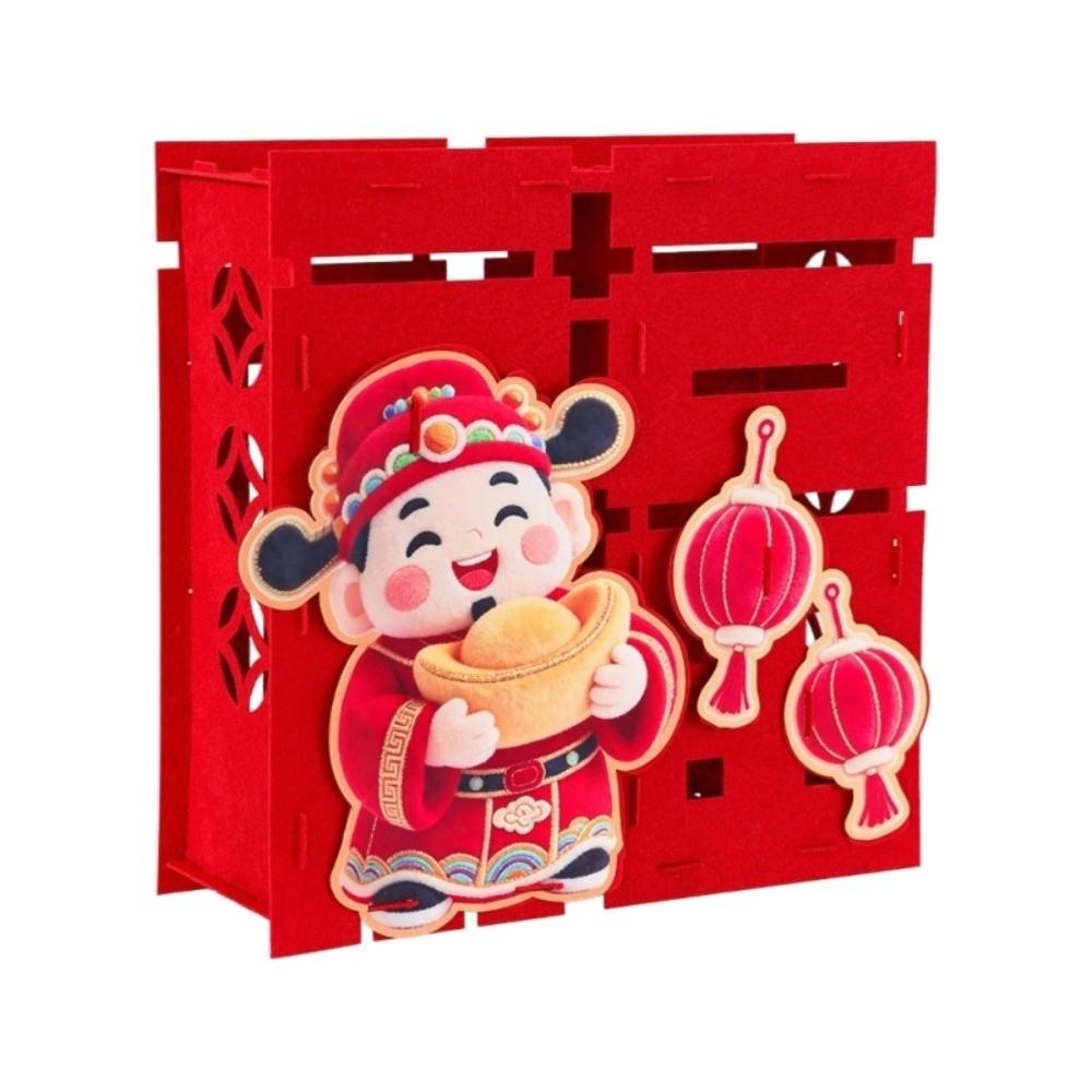 3D Goat Year Desktop Ornament Red Blessing 2027 New Year Lucky Decoration flocked cloth Traditional Fu Character Ornament