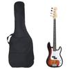 Beginner Electric Bass Guitar Brown and White Bag 4 4 46