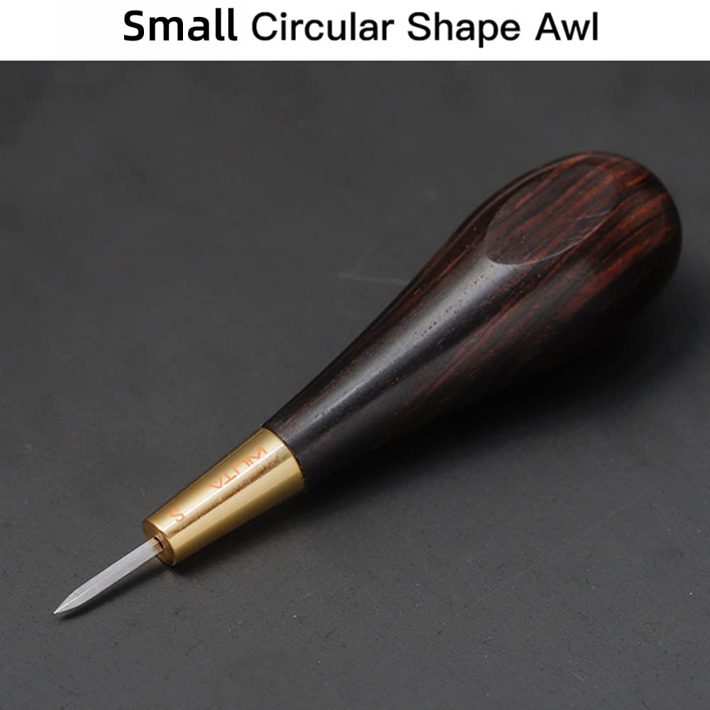 WUTA S M L 3 Sizes Diamond Shape Stitching Awl Ebony Black Wood Handle Leather Craft Sewing Awl Kit Handmade Sewing Tools DIY Stitcher 1 Set Taper, (3