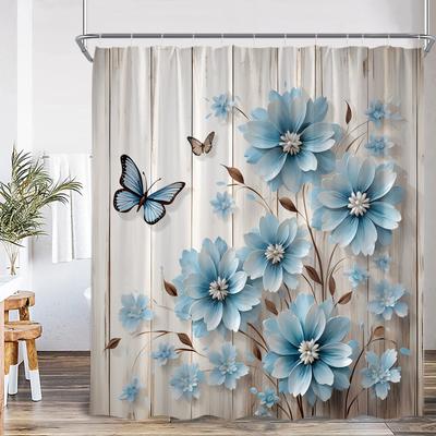 3D Gänseblümchen Bauernhaus Duschvorhang Motivierende Zitate Aquarell Floral Badezimmer Dekoration Vintage Landhaus Badvorhang