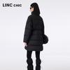 Jinyujie Women's High-Neck Mid-Length Goose Down Puffer Coat