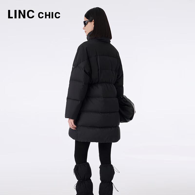 Jinyujie Women's High-Neck Mid-Length Goose Down Puffer Coat