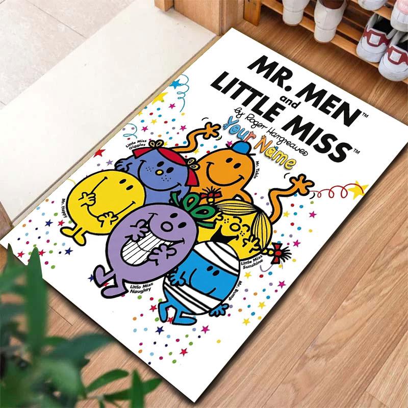 Mr. Men Little Miss Custom Name Carpet Rug for Living Room Bedroom Home Sofa Decoration,Kids play Non-slip Floor Mat