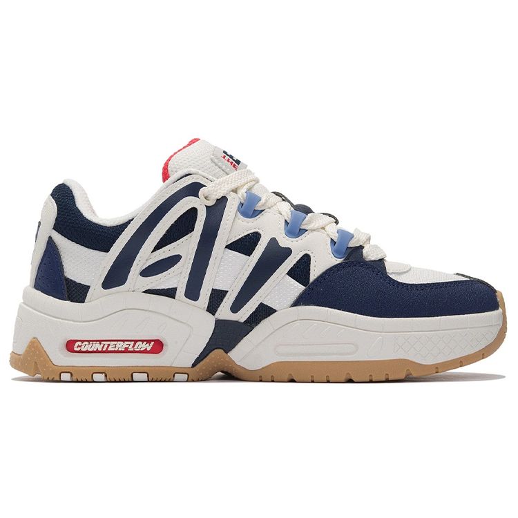 Li Ning CF Yu 2.0 Thick Sole Height Increasing Cushioning Rebound Versatile Bread Shoes Low Top Sports Casual Shoes Men Sneaker White Blue AGCS069-2