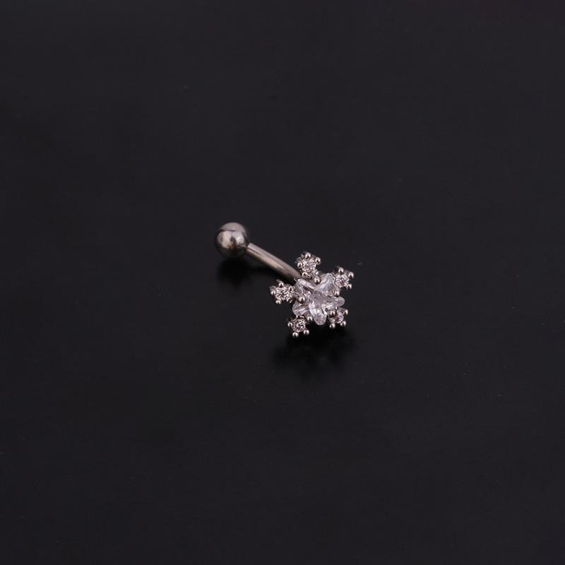 Stainless Steel Zircon Eyebrow Studs: 1.2x6/8mm Curved Rod Cochlear Design