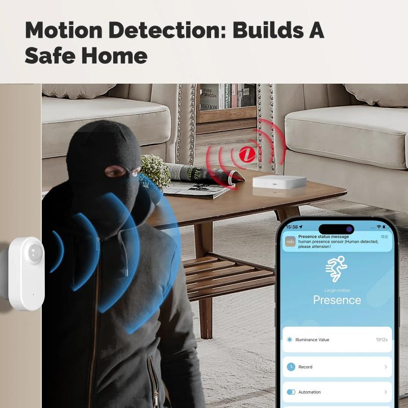 1 Stück MOES Tuya ZigBee Smart Radar 24GHz mmWave Drahtloser Menschliche Anwesenheit PIR Sensor App Fernüberwachung Bewegung & Bewegungslos Erkennung