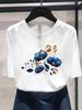 (Asian Size) Lovely Flower Trend Women's Top Print O-neck Casual T  Fashion Female Clothing Graphic Tee Short Sleeve T-shirts