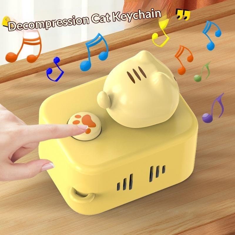 Cute Kawaii Cat Fidget Keychain Stress Relief Toy with Pressable Paw Playful Sound for Bag Decor Small Gifts