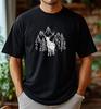 Hirsch Im Wald T-shirt Herren Tiermotiv Berge Grafik Shirt Mann Natur Druck Wandern Wildtiere Tshirt