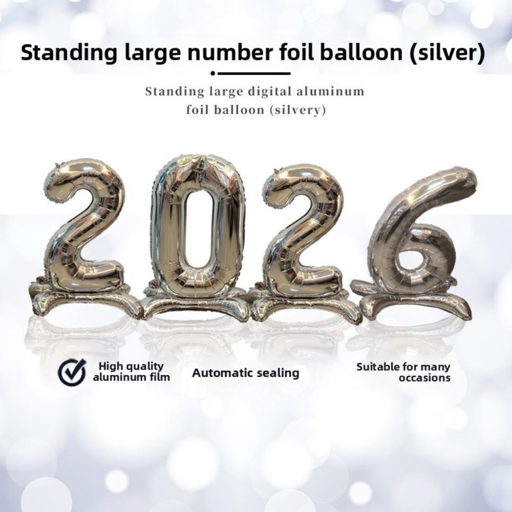 Standing 2026 Number Foil Balloons 32in Navidad 2026 Stand 2026 Balloon New Year Party Supplies Christmas Decorations Birthday