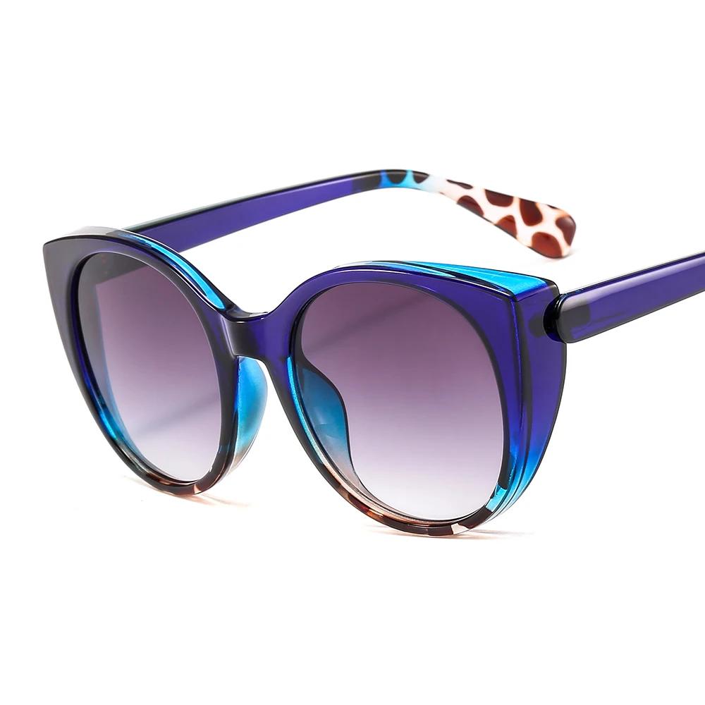 Vintage Cat Eye Sunglasses Women Fashion Brand Desi Oversized Gradient Glasses Retro Blue Leopard Shades lunette eil femme