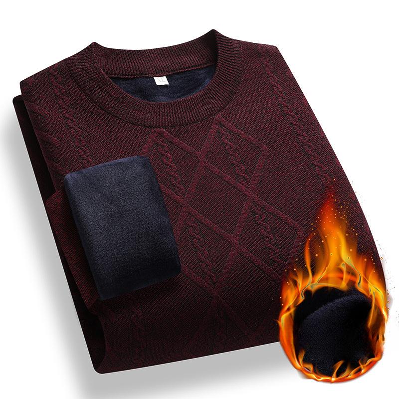 Winter Sweater Men's Fleece Thickened Middle-aged Thermal Top Men's Men's Bottoming Knitted Sweater