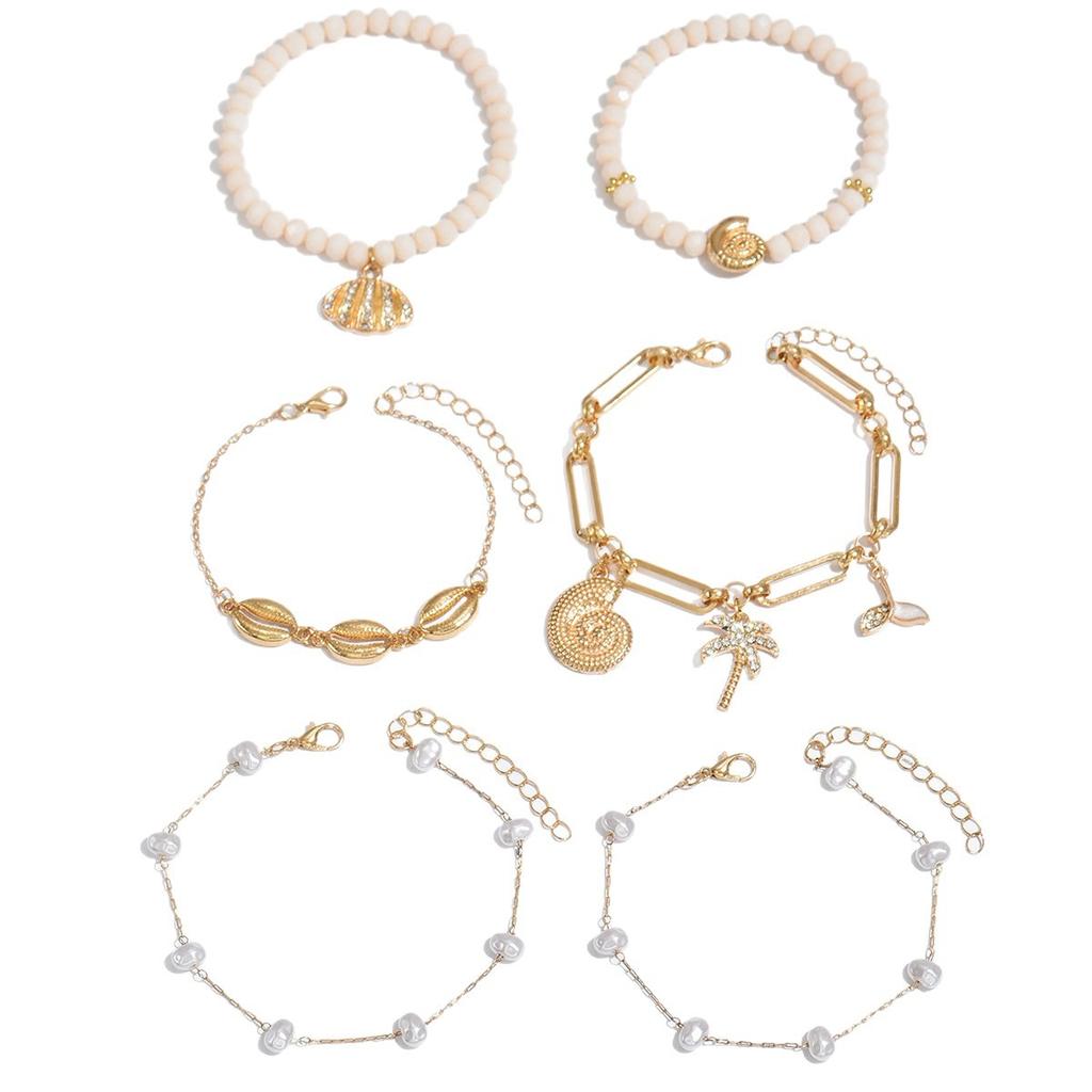 Bracelet European and American jewelry women's rice bead alloy shell pendant niche bracelet high value
