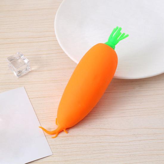 Simulated Carrot Stress Ball Anti-Anxiety White Radish Squeeze Toy Soft Stretchy Simulated Vegetable Fidget Sensory Toy Easter Basket Stuffers
